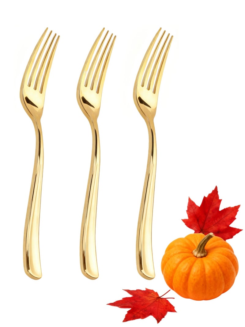 WDF 300PCS Gold Plastic Forks - Heavy Duty Gold Forks Disposable - Sturdy&Durable Plastic Silverware Bulk for Wedding/Thanksgiving Party/Daily Using - Image 1